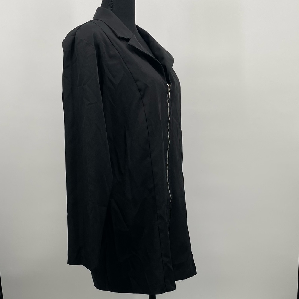 Vintage Fashion Bug Black Zip Front Longline Blazer Jacket Plus Size - Picture 2 of 7